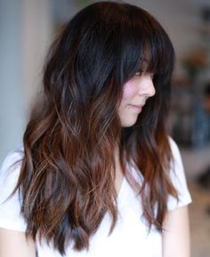 Black To Chestnut Ombre Hair Hair Color Brown Chestnut, Brown Ombre Hair Color, Black Hair Ombre, Best Ombre Hair, Chestnut Brown Hair, Auburn Highlights, Long Bobs, Chestnut Hair, Brown Ombre Hair