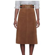 Gucci Fw20-21 New With Tags Camel Suede Skirt- Impossible To Find New. Suede Midi Skirt, Gucci Skirt, Gucci Dresses, Long Midi Skirt, Long Midi, Gucci Horsebit, Suede Skirt, Midi Skirts, Women Skirts Midi