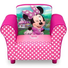 a minnie mouse chair with polka dots on it