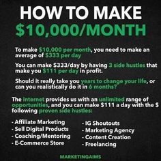 an advertisement for the internet marketing campaign how to make $ 10, 000 / month