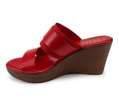 Elastic upper, Slip on for easy entry,3\ wedge heel, Open toe, Memory Foam footbed, Synthetic outsole | Women's Italian Shoemakers Cai Wedge Sandals in Red Size 8 Slip-on Wedge Sandals With Red Sole, Leather Wedge Sandals With Red Sole, Red Cushioned Slip-on Wedge Sandals, Red Sandals With Deep Heel Cup For Spring, Red Synthetic Wedge Sandals With Heel Loop, Red Wedge Heel Sandals With Heel Loop, Casual Wedge Sandals With Red Sole, Red Cushioned Footbed Wedge Sandals With Open Toe, Red Cushioned Open Toe Wedge Sandals