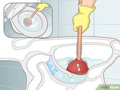 a person cleaning a toilet with yellow gloves