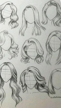 a bunch of drawings of different hair styles