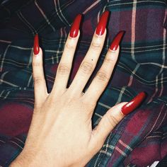 pin aeslife ig (With images) Long red nails, Red acrylic nails Dark Red Long Nails, Red Long Nails, Long Red Nails, Red Nail Art Designs, Red Gel Nails, Ultra Beauty, Designer Nails, Natural Nail Art