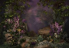 Purple Floral Jungle Backdrop - Gatsby Backdrop