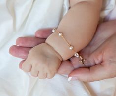 Sweet handmade Unique fresh water pearl and gold filled bracelet with a gold filled cross charm. I can also make this in Sterling silver. Matching necklace available https://www.etsy.com/listing/470132881/pearl-and-gold-baptism-necklaceinfant Comes ready to gift in a sweet gift box. Free custom card available , include your special message in the note box. Standard sizing or custom siding available , include all info in notes at checkout. This bracelet would be perfect for any flower girl or jun Baptism Bracelet, Baby Christening Gifts, Toddler Bracelet, Grandmother Jewelry, Baby Dedication, Bracelet Initial, Gift Bracelet, Baby Baptism, Fancy Yellow Diamond