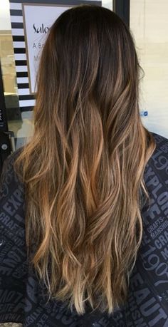 Carmel Ombre Hair, Long Balayage, Carmel Balayage, Ombre Colour, Curly Ombre, Brunette Balayage Hair, Hair Color Ideas For Brunettes