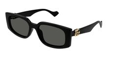 Brand new Gucci GG1534S 001 Sunglasses. Rectangular shape frame in black with gold marmont logos on temples. Measures 55-18-140. 100% UVA and UVB protection. Dark grey lens.Made in Italy.Comes with Gucci jewel-toned velvet hard case, satin pouch, cleaning cloth, and cards.100% authentic and unworn. Trendy Gucci Luxury Shield Sunglasses, Modern Gucci Luxury Sunglasses, Gucci Luxury Shield Sunglasses, Luxury Sleek Gucci Sunglasses, Luxury Gucci Sunglasses With Metal Frame, Sunglasses Rectangular, Luxury Black Gucci Sunglasses, Gucci Black Anti-reflective Sunglasses, Satin Pouch