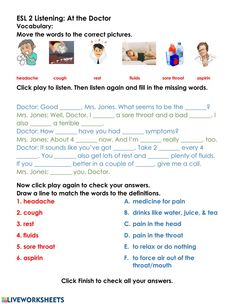 an english worksheet with pictures and words