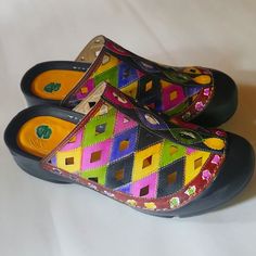 Nwot Riutiru Women's Leather Sandals Color: Candy Size: 38 ( 7-7.5 ) Multicolor Closed Toe Mules For Spring, Spring Multicolor Closed Toe Mules, Multicolor Leather Sandals With Cushioned Footbed, Casual Multicolor Round Toe Mules, Casual Multicolor Mules With Rubber Sole, Casual Multicolor Closed Toe Mules, Casual Multicolor Open Toe Mules, Multicolor Closed Toe Mules With Removable Insole, Spring Multicolor Flat Clogs