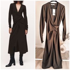 Midi Dress Made Of Wool Blend Fabric. V-Neckline And Long Sleeves. Pleated Gathers At Front. Toffee Outer Shell 87% Wool 9% Polyamide 4% Elastane Xl Waist Flat 16”, Ptp 20” Stretchy L Waist Flat 15” Ptp 19” Stretchy M Waist Flat 14”, Ptp 18” Stretchy S Waist Flat 13”, Ptp 17” Stretchy Zara Dresses, Toffee, Dress Making, New Dress, Wool Blend, Midi Dress, Zara, Womens Dresses, Wool