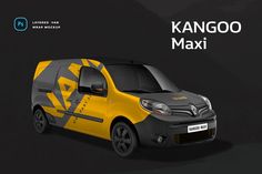 a yellow and black van with the words kanggo max on it's side