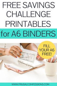 the free savings challenge is here to help you save money and get organized with these printables