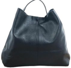 Black Textured Leather Top Handle Bucket Bag, Black Textured Leather Bucket Bag With Top Handle, Elegant Black Bucket Bag With Smooth Grain, Classic Black Smooth Grain Hobo Bag, Classic Black Textured Leather Bucket Bag, Black Top Handle Bag With Smooth Grain, Chic Rectangular Hobo Bag With Leather Backing, Chic Hobo Bag With Leather Backing For Daily Use, Black Leather Bucket Bag With Smooth Grain