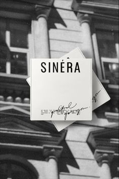 a black and white photo with the name sinera written on it in cursive writing