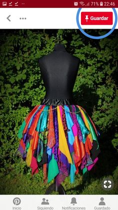 a dress made out of colorful fabric