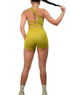 Ribbed Booty V Shorts (Autumn Green) Fitted Seamless Green Shorts, Fitted Green Activewear With Built-in Shorts, Green Activewear With Built-in Shorts For Sports, Micro-elastic Seamless Green Activewear, Green Activewear With Built-in Shorts, Autumn Green, Ribbed Shorts, Hug You, Breathable Fabric