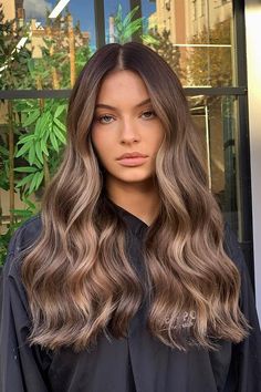 Butter Beige Balayage, Ash Honey Blonde Balayage, Full Brown Highlights On Black Hair, Dark Roots Light Brown Hair Balayage, Natural Ombre Hair Brunette, Cool Light Brown Balayage, Ashy Red Brown Hair, Neutral Brown Hair Color With Highlights, Dimensional Bronde Haircolor