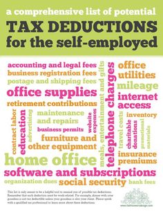 tax deductions for the self - employment office supplies and other important documents