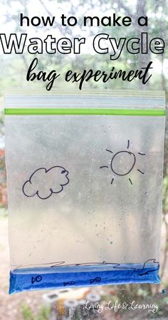 a water cycle bag with the words how to make a water cycle bag experiment on it