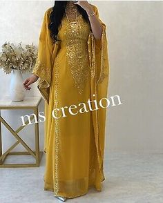 Find ideas๏ฟฝand inspiration for Gold !! Ethnic Moroccan Stylish kaftan Fancy Work Elegant party wear Dresses 025, Women's Dresses Elegant Party Wear Dresses, Yemeni Clothes, Farasha Abaya, Moroccan Kaftan, Long Gown Dress, Moroccan Dress, Fabric Colour, African Traditional Dresses, Arab Fashion