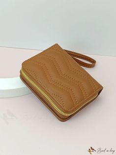 BirdinBag - Compact Zippered Wallet with Versatile Card Slots Trendy Gold Bag With Card Slots, Trendy Brown Coin Purse With Zipper Closure, Trendy Brown Coin Purse With Zipper, Gold Bifold Bag With Card Slots, Elegant Pattern, Writing Numbers, Zipper Wallet, Diy Supplies, Small Wallet