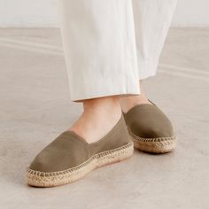 Biankina Mila Eco Canvas Vegan Espadrille Flats for Women - Olive Green