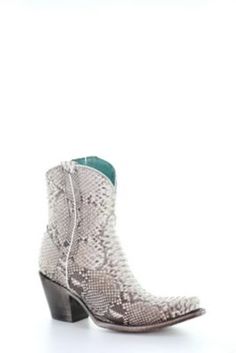 Corral Women's Natural Python Zipper Ankle Boots, 6-1/2 in. Shaft Height, 3 in. Heel Height Python Boots Outfit, Womens Python Cowboy Boots, Western Snip Toe Boots With Snake Print, Corral Shoe Boots Tall, Women Multi Color Snakeskin Boots, Black Corral Boots Womens, Dressy Boots, Fashion Cowboy Boots, Corral Boots