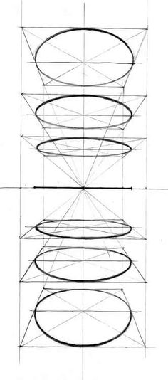 a drawing of three circles with lines going through them