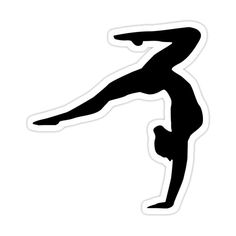 a black and white silhouette of a person doing a handstand on one leg