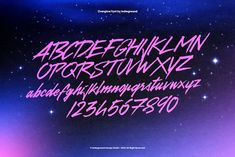 an artistic font and numbers set in the night sky