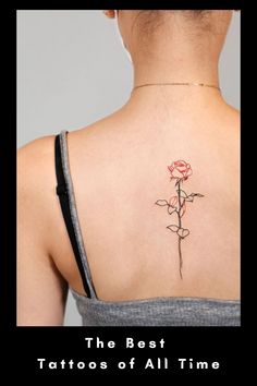 a woman with a rose tattoo on her back