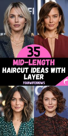 Mid-length haircuts with layers are all the rage in 2024, offering a perfect blend of style and vers Medium Length Hair Styles 2024, Haircut Ideas With Layers, Mid Length Hair With Fringe, Ideas For Blonde Hair, Sleek Ponytail Hairstyles, Mid Length Hair With Layers