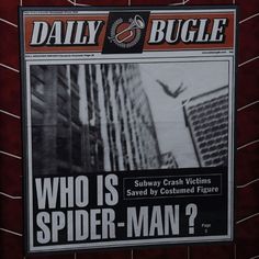 the front page of daily bugle newspaper with an image of a spider - man