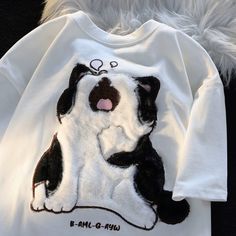 Size: XXL, Color: White Cute Cat Plush, Cow Cat, College Casual, Cat Couple, Women Y2k, Cartoon Outfits, Cat Plush, Cat T, Loose Tops