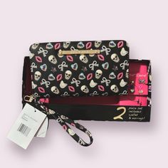 Brand New With Tags Wallet 3 Mix Earrings Set Trendy Black Wallets For Party, Barbie Pink Lipstick, Betsey Johnson Luggage, Flower Wallet, Betsy Johnson Phone Bag, Betsy Johnson Bags, Betsey Johnson Earrings Betsey Johnson, Betsey Johnson Wallet, Cat Purse