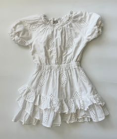 Habitual Girl ruffled white dress with elastic short sleeves and layers of eyelet cotton. Size 4T (fits 4-6 year old) $20 By Habitual Girl White Broderie Anglaise Dress With Flutter Sleeves, White Eyelet Dress, Elastic Shorts, Eyelet Dress, Dress Girls, White Eyelet, Size 4t, Hat Hairstyles, Dress Skirt