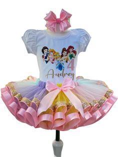 I offer you a beautiful birthday tutu outfit girls. NOTES FOR THE SELLER -Number for personalizing the top. -Name to personalize the vertex. -Need by date. Sleeve for the top - short, long. TOP. The top of it is 100% cotton. Size 3-24 months it is a bodysuit, 2T-10T it is a shirt. (Since it is more handmade always remember the shirt needs to be washed inside out, hand washed and air dried). SKIRT - made of soft tulle, edged at the bottom with a ribbon and decorated with a bow. Tutu is planted on Princess Tutu Dresses, Birthday Tutu Outfit, Tutu Dresses, Princess Tutu, Princess Tiana, Beautiful Birthday, Tutu Outfits, Princess Birthday Party, Birthday Tutu