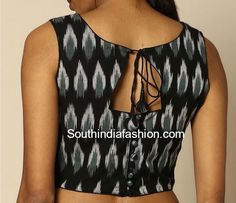 Blouse Back Neck Designs For Cotton Saree Blouses Blouse Neck Designs Indian, Blouses For Sarees, Kalamkari Blouse Designs, Ikat Blouse Designs, Neck Models, Ikkat Blouse, Neck Patterns, Designs Blouse, Blouse Back Neck