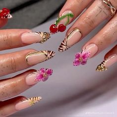 Spring Sets Nails, Gel X Almond Nail Designs, Summer Nails With Designs, 3d Summer Nails, Summer Spring Nails, Spring Nail Sets, Spring Sets, Colourful Nails, Glow Nails