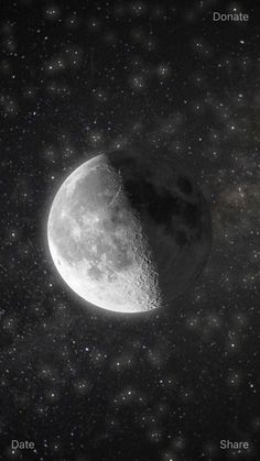 an image of the moon taken from space with stars in the background and dark sky