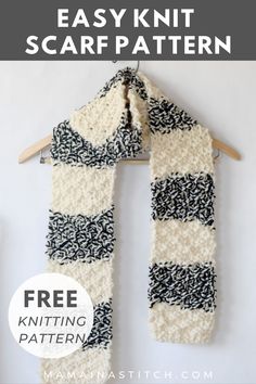 an easy knit scarf pattern with text overlay