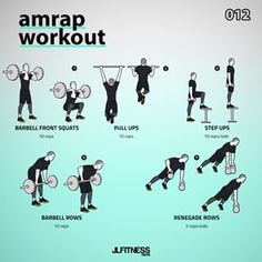 a poster showing how to do an arm - press workout with dumbbells and barbell squats