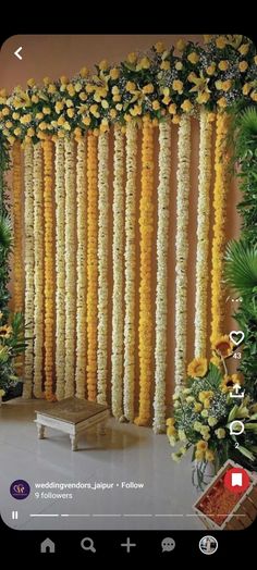 Flower Decoration For Function, Flower Haldi Decor, Backdrop Decorations Traditional, Flower Decoration For Engagement At Home, Grah Shanti Decor At Home, Indian House Decor Wedding, Decoration With Marigold Flowers, Backdrop Decorations For House Warming, Tamil Wedding Backdrop