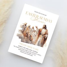 LDS Easter Sunday Service Invitation Template - Minimalistic, He is risen Invite Template | Editable Mormon Easter Sunday Service Invite Sunday Service, Invite Template, Easter Holidays