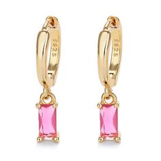 PRICES MAY VARY. Hypoallergenic Earrings for Sensitive Ear:This gold hoop earrings made of 925 silver post and plated with 14K gold, and hoops of this hypoallergenic earrings made by brass which plated with 14K gold. The hot pink earrings are hypoallergenic and nickel free. Sensitive ears also can wear our hot pink jewelry. Gold Huggie Earrings Design:The hot pink dangle earrings have two parts, the top is gold hoop, down side is hot pink zirconia drop which is very beautiful. These pink stone e Gold Sleeper Earrings, Hot Pink Jewelry, Hoop Earrings For Men, Pink Dangle Earrings, Pink Drop Earrings, Small Silver Hoop Earrings, Hot Pink Earrings, Gold Huggie Hoop Earrings, 14k Gold Hoop Earrings