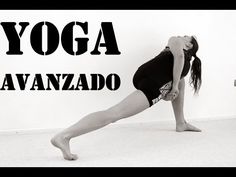 a woman is doing yoga in front of a wall with the words'yoga avanzado '