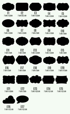 the size and type of labels for different types of items in black on white paper