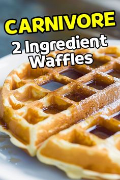 two ingredient waffles on a white plate