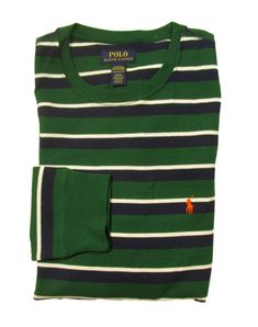 ALL SALES ARE FINAL. NO RETURNS ACCEPTED. POLO RALPH LAUREN GREEN/NAVY MULTI STRIPED WAFFLE KNIT THERMAL T-SHIRT CREW-NECK LONG SLEEVES WITH RIBBED CUFFS EMBROIDERED ORANGE LOGO AT THE LEFT CHEST 60% COTTON 40% POLYESTER  MACHINE WASHABLE IMPORTED ALL ITEMS ARE 100% AUTHENTIC AT YOURPLACE2SHOP  International Buyers – Please Note:  Import duties, taxes, and charges are not included in the item price or shipping cost. These charges are the buyer's responsibility. Please check with your country's c Green Crew Neck Top With Ribbed Collar, Navy Ribbed Cotton Top, Green Waffle Knit Crew Neck Top, Navy Ribbed Long Sleeve Top, Navy Long Sleeve Ribbed Top, Casual Green Waffle Knit Top, Green Waffle Knit Long Sleeve Top, Winter Green Waffle Knit Top, College Fashion Men